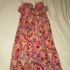 Floral Maxi Dress with Spaghetti Straps and ruffles